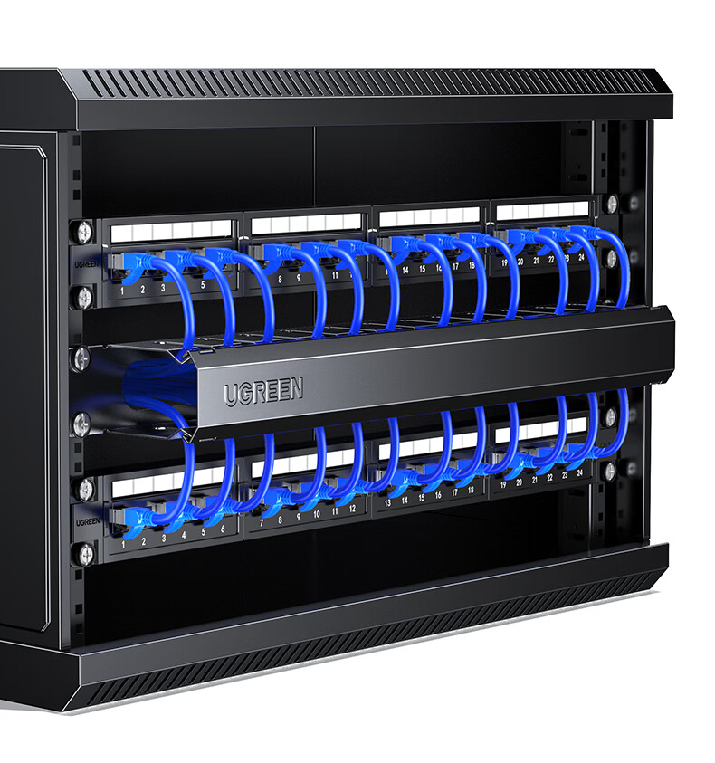 UGREEN 24-Port Patch Panel 19-Inch 1U Rack-Mount Network Cable Management Frame 70424 19