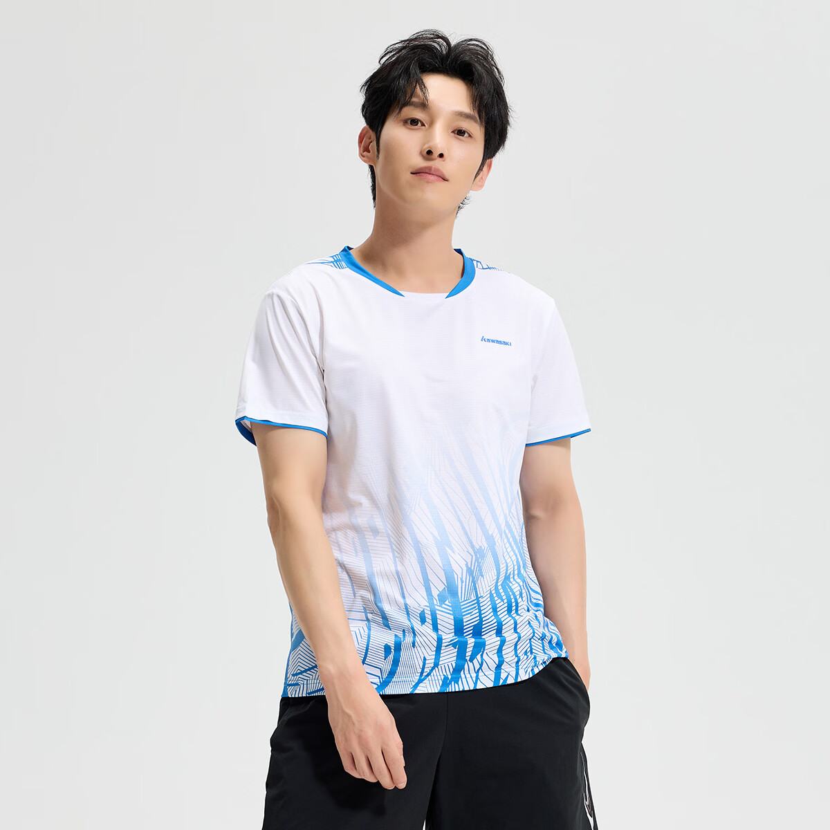 KAWASAKI Unisex Badminton Short Sleeve T-Shirt Competition Training Jersey Quick-Dry Navy Blue L