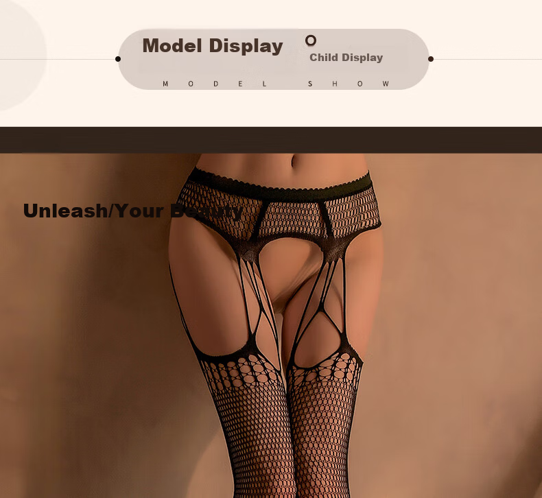 Zhenmei Women's Wide Waistband Integrated Suspender Stockings Sexy Black Hollow Fishnet Stockings 2-Pack Black 7157 7