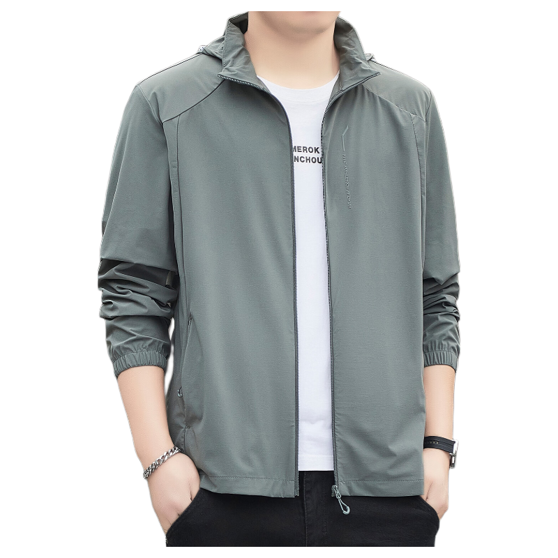 ROMON Men's Sunscreen Jacket New Ice Silk Quick-Dry Breathable UV Protection Outdoor Skin Jacket Fishing Shirt 2602 Green XL
