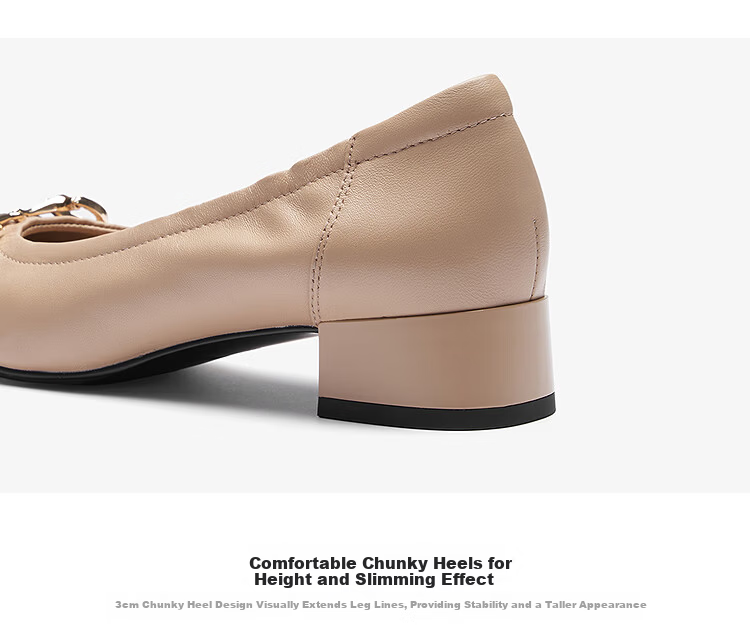 Le Saunda 2026 Spring New Fashion Commuter Chunky Heel Genuine Leather Women's Pumps 6T37001 Milk Tea Almond BEK 39 6
