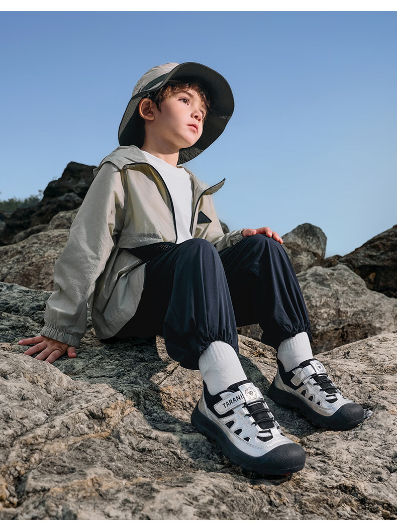 TARANIS Kids Spring Non-Slip Boys Sports Shoes Durable Girls Outdoor Hiking Shoes White/Black Size 29 9