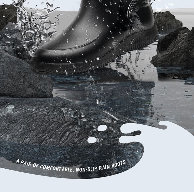 Afnoti Men's High Tube Waterproof Non-Slip Fishing Boots Thickened Water Shoes Durable Outdoor Rain Boots Black Size 43 2