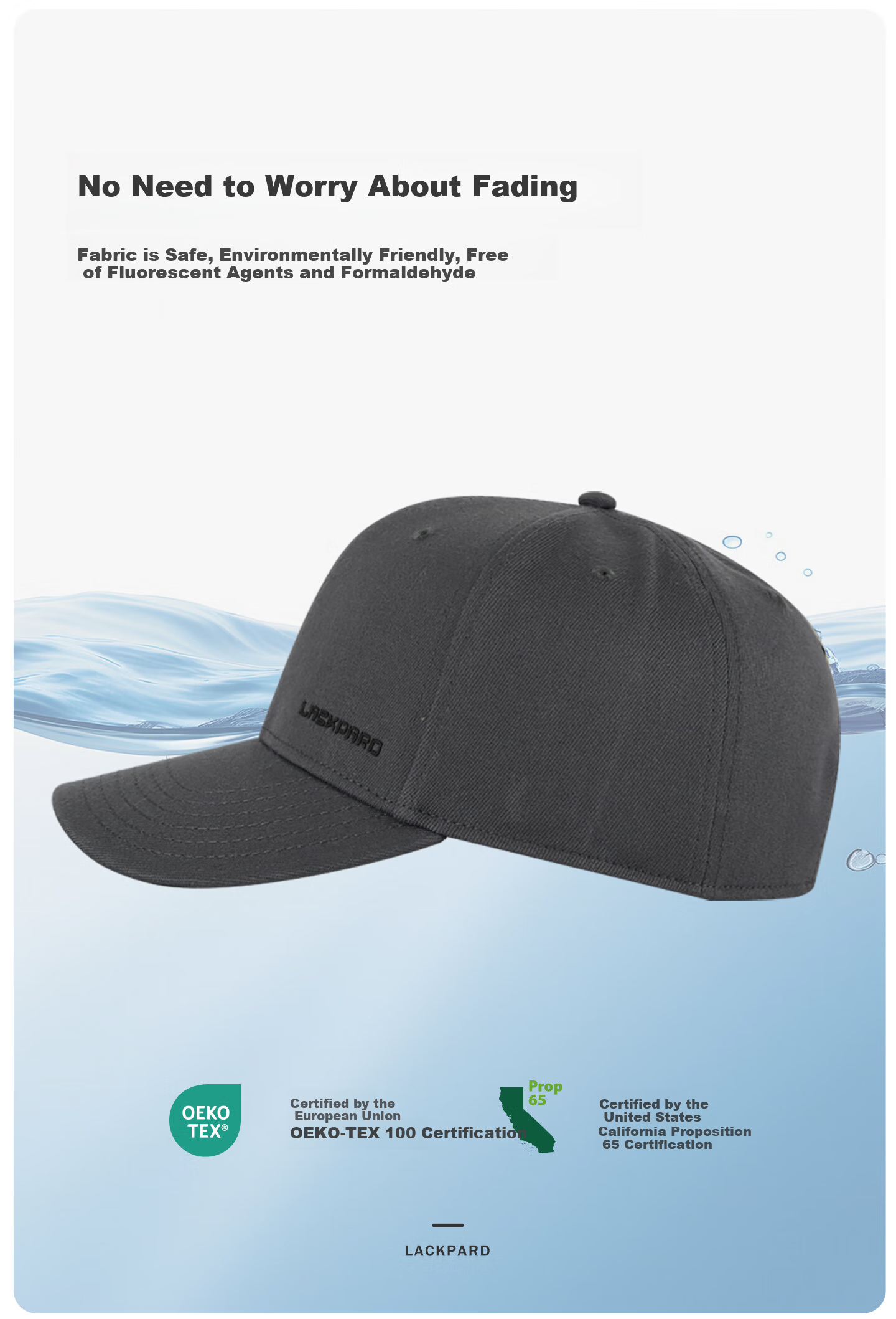 LACKPARD Men's Outdoor Water-Repellent Baseball Cap Adjustable Elastic Large Head Black - Lightweight 6