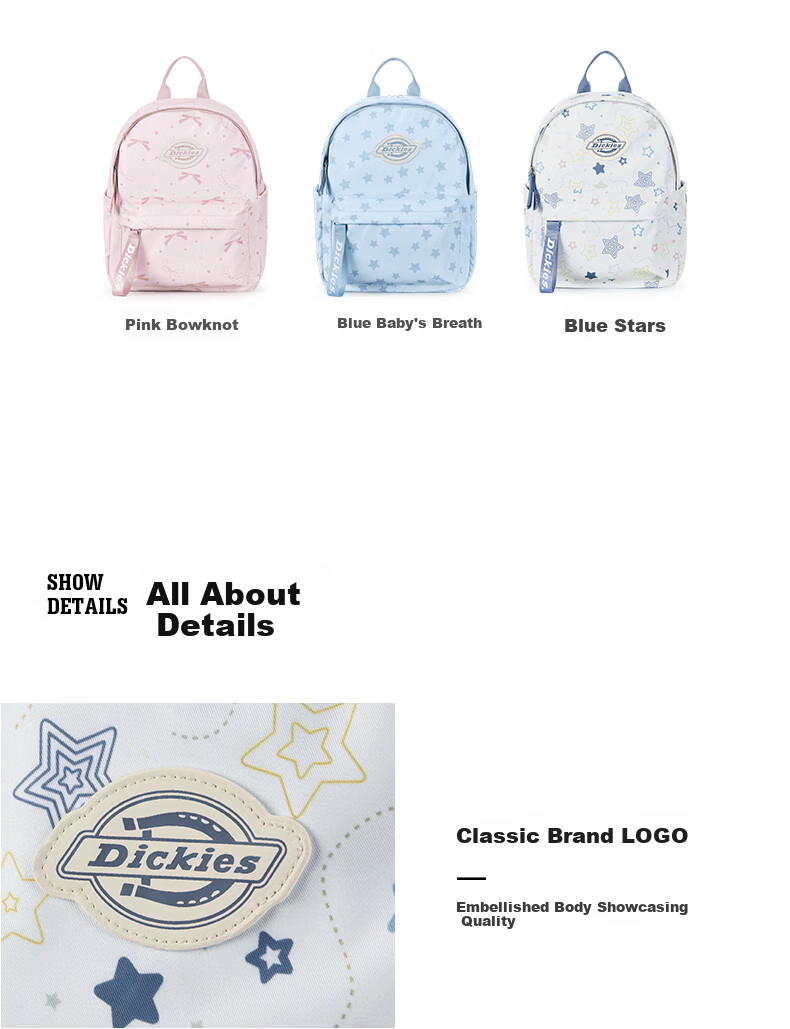 Dickies Women's Backpack Mini School Bag Pink Bowknot for High School and College Students Commuting and Classes 10