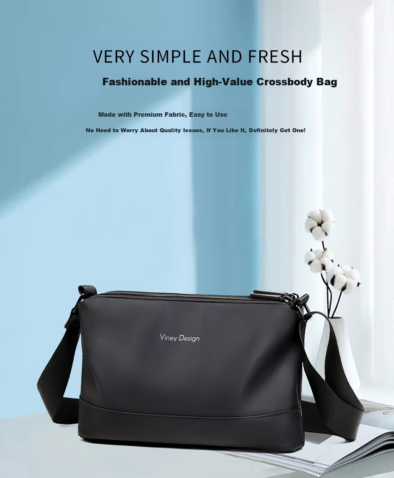 Viney Men's Crossbody Bag High-End Shoulder Bag Chest Bag Lightweight Luxury Travel Large Capacity Backpack Portable Phone Bag Commuter Waist Bag 1