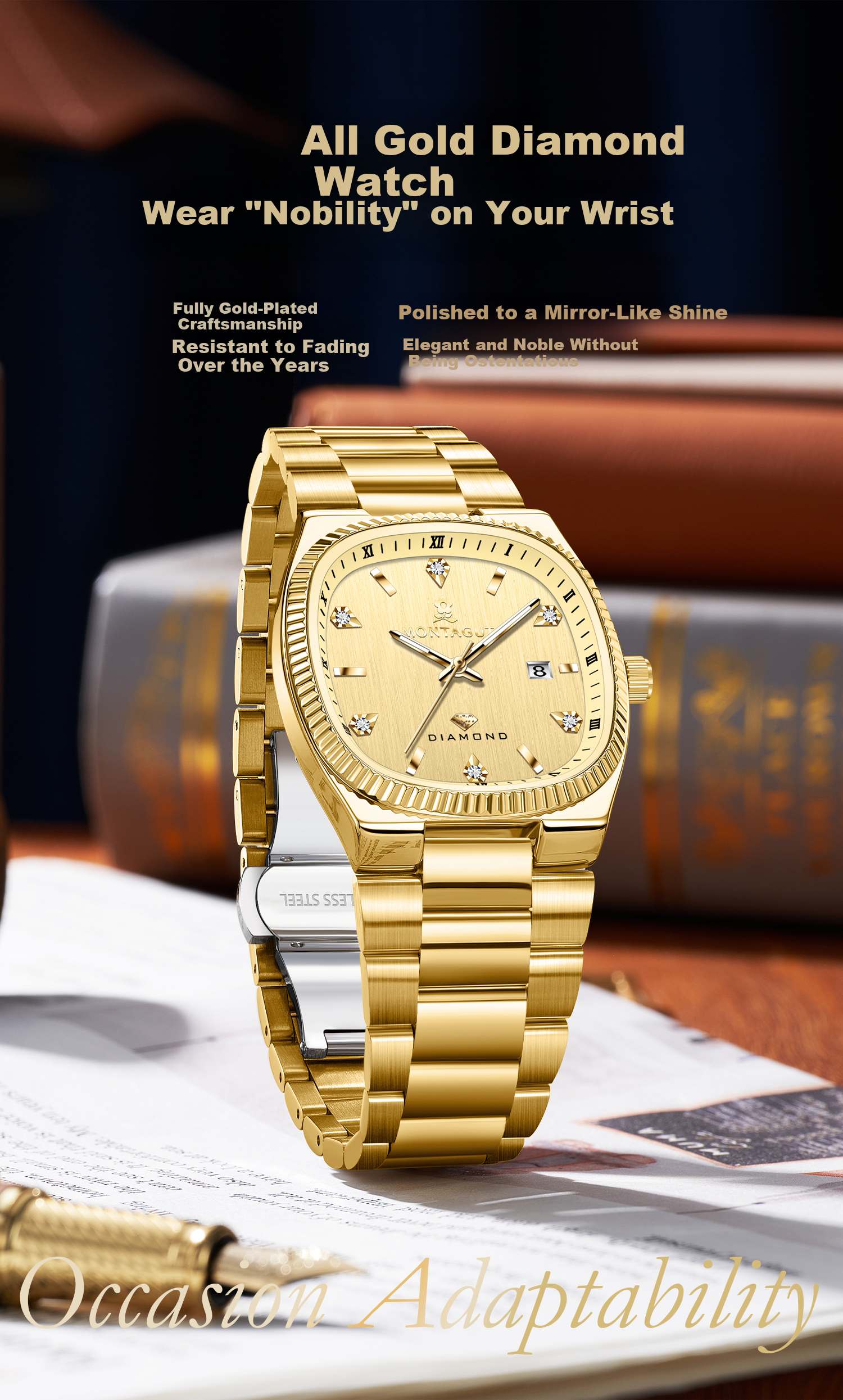MONTAGUT Luxury Diamond-Studded Fashion Waterproof Couple's Business Watch for Men and Women - Spring Festival Gift 10
