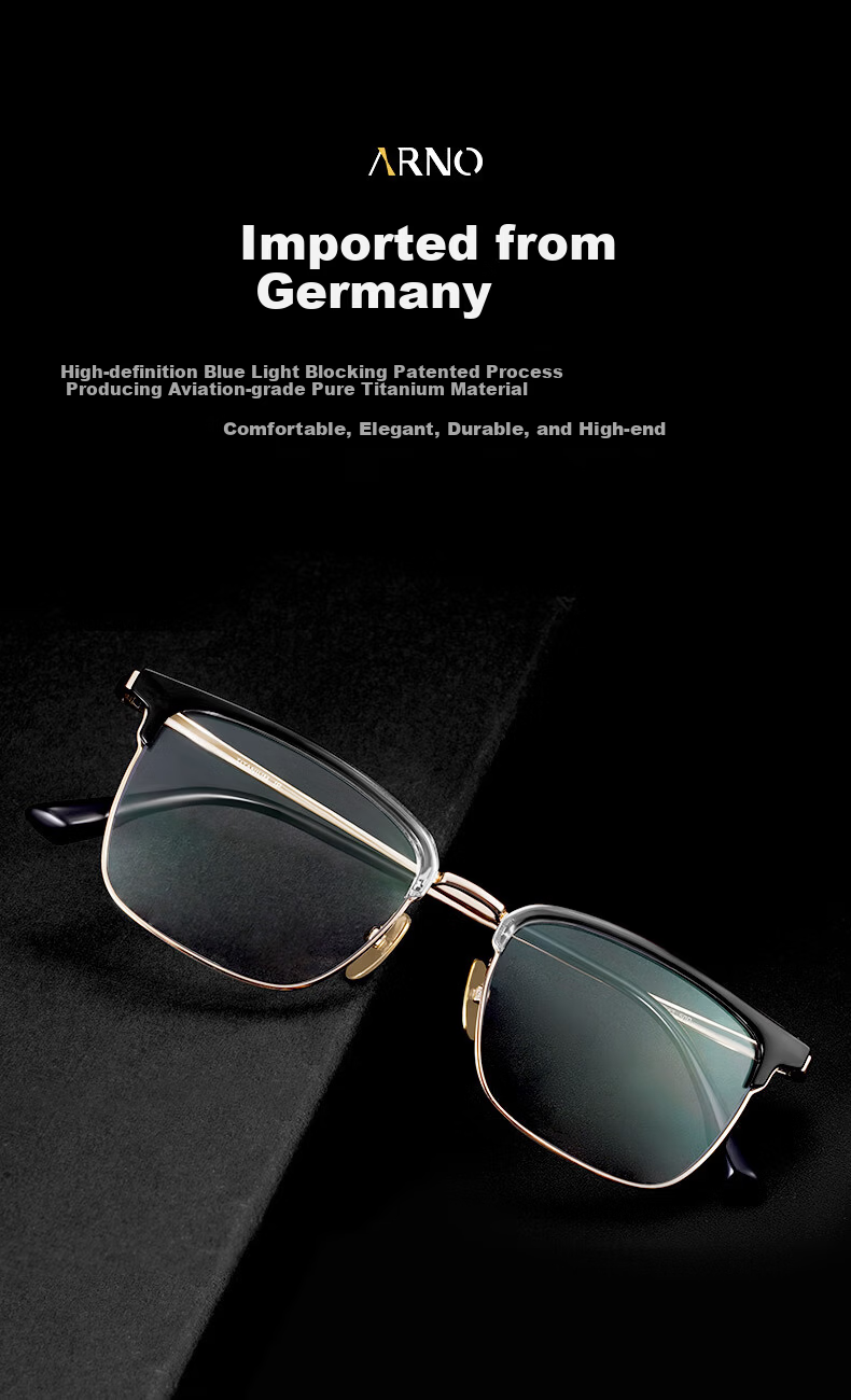 ARNO FOCUS ON YOUR EYES Blue Light Blocking Presbyopia Glasses Men Pure Titanium HD Authentic Portable Elderly Eyewear E204J 300 Degree 1
