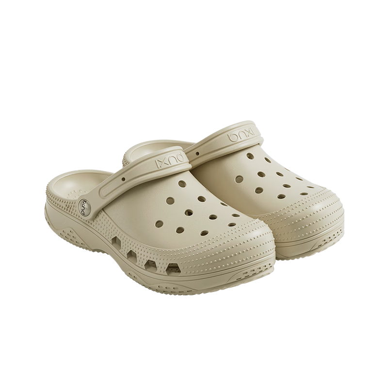Poxi Women's Perforated Shoes for Outdoor Wear, Summer 2026 Beach Sandals, Non-Slip Stepping-In Sensation Sandals for Couples, Cream Color, Size 44-45