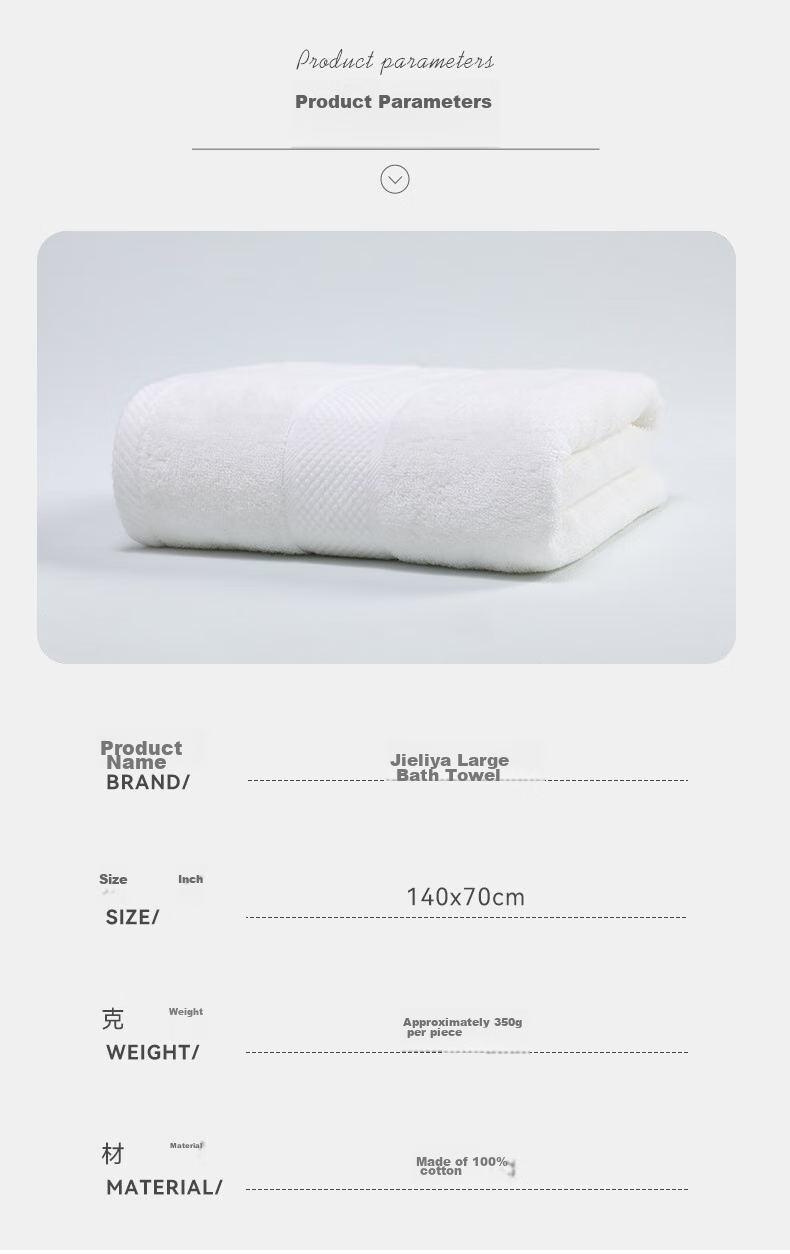 Grace Bath Towel, Class A Antibacterial Pure Cotton, Thickened Five-Star Hotel Towel, Absorbent And Quick-Drying, for Men And Women, 140*70 Cm, White 4
