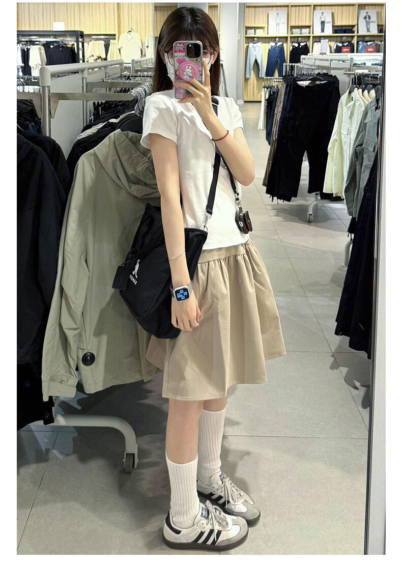 Langsha Japanese Style Women's Summer 2026 New High Waist Slim A-Line Mini Skirt Five-Point Shorts College Style 17