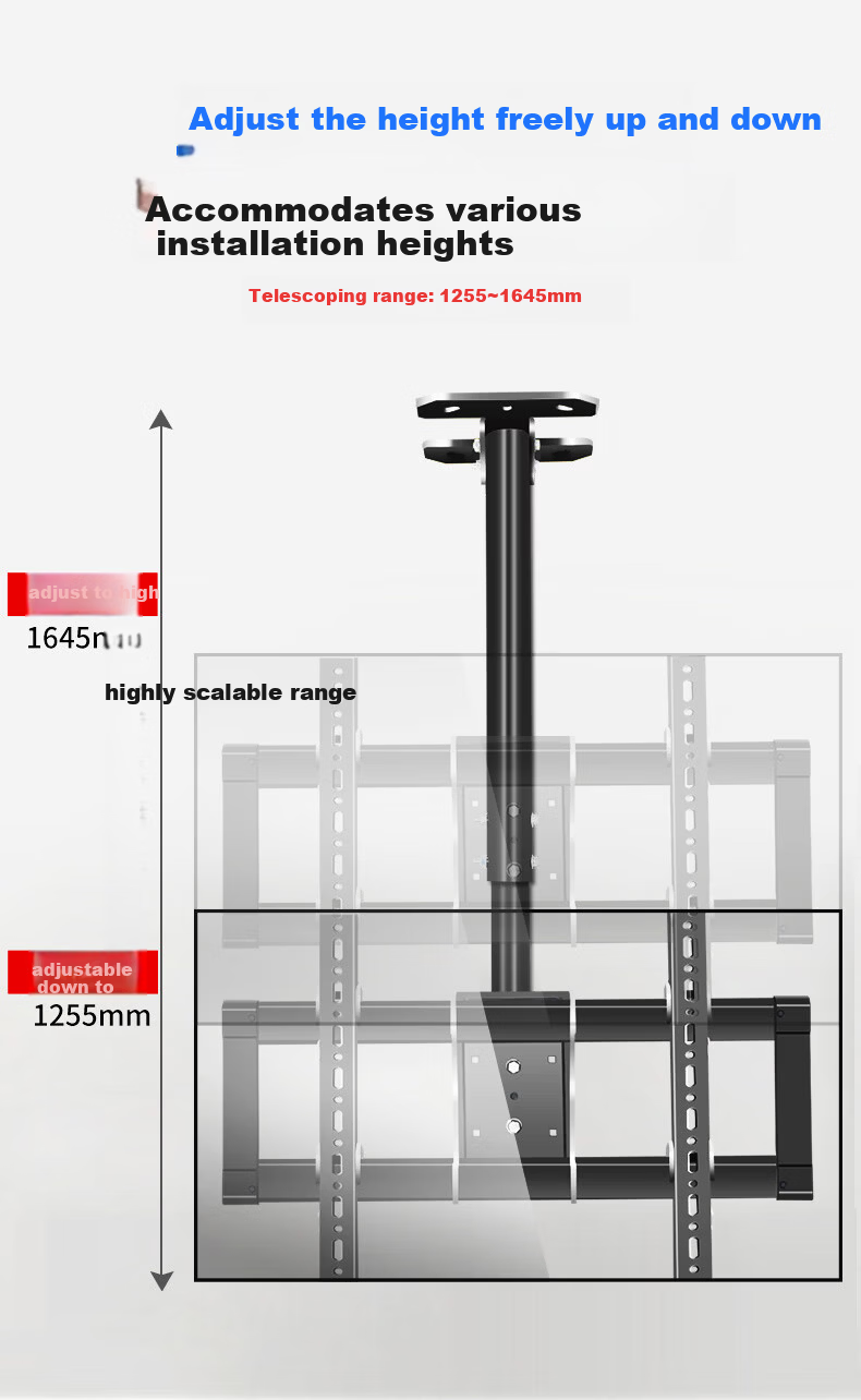 HILLPORT 43/55/65/75/85/86 Inch TV Ceiling Mount Bracket 360° Rotatable Telescopic Multifunctional Monitor Surveillance Thickened Column T765 13