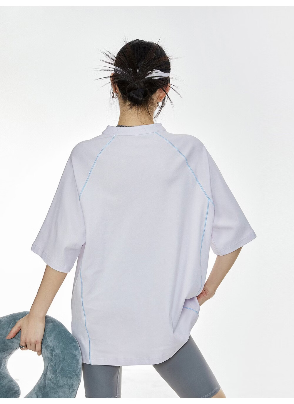 ICH MODE Women's American Style Outdoor Quick-Dry Cooling Short Sleeve T-Shirt Summer Loose Half Sleeve Zip Sports Top Advanced Gray S 32
