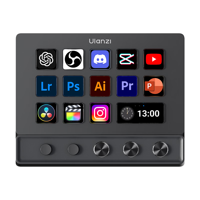 Ulanzi D200X Knob Visual Macro Keyboard Customizable Knob Editing Photography Creative Desktop Console Programmable Live Streaming Control 8-in-1 Dock