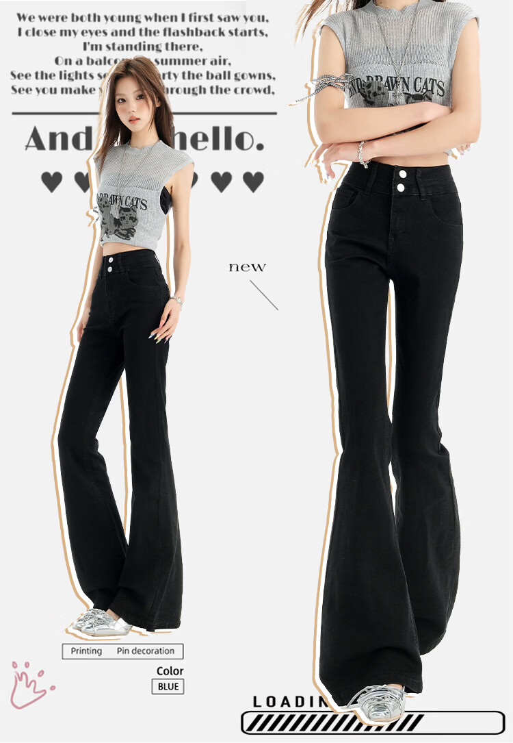 Pierre Cardin Women's Winter Denim Jeans Simple Soft Breathable Casual Slim Fit Straight Wide Leg Retro Blue M 30