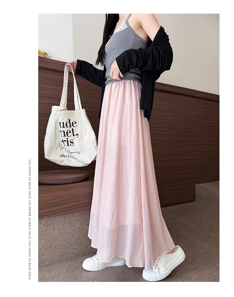 Langsha Green High-Waist A-Line Flared Midi Skirt for Women Summer 2026 New Slim Fairy Tulle Skirt 15