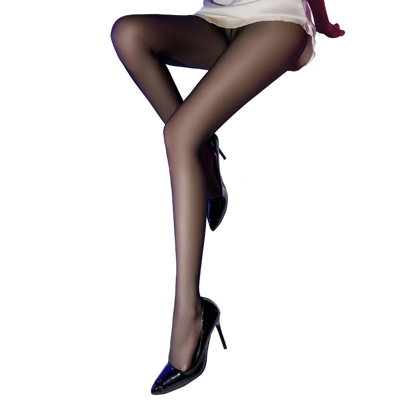 Zhenmei Women's Summer Thin Sexy Black T-Gusset Invisible Sheer Pantyhose Nude Effect Black 1288
