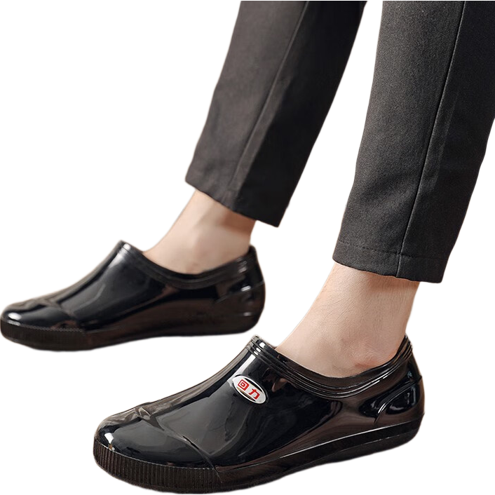 Huili Low-Top Rain Boots for Men And Women, Couples' Fashion Style Chef Rain Boots Water Shoes Waterproof Non-Slip Wear-Resistant Comfortable Overshoes HL329 Short Black Size 43
