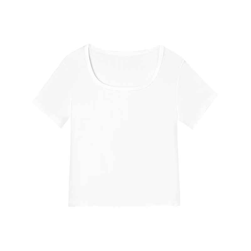 Hodo Women's T-Shirt 10A Antibacterial Smooth Modal Stretch Ribbed Slim Fit Versatile Short Sleeve Top