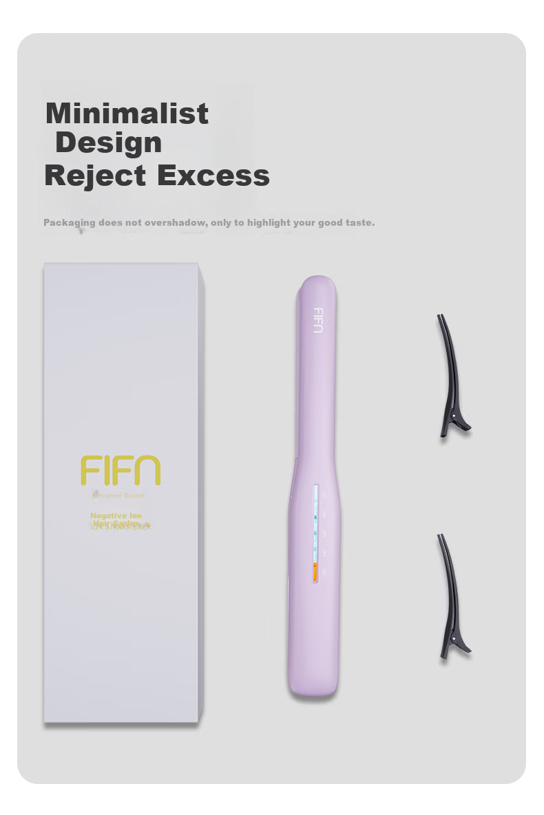 FIFN Hair Straightener and Curler with Billion Negative Ions, Volumizing Root Padding, Dual-use Flat Iron and Curling Iron for Men and Women, Dormitory Friendly, Dark Night Black + 2 Hair Clips 2