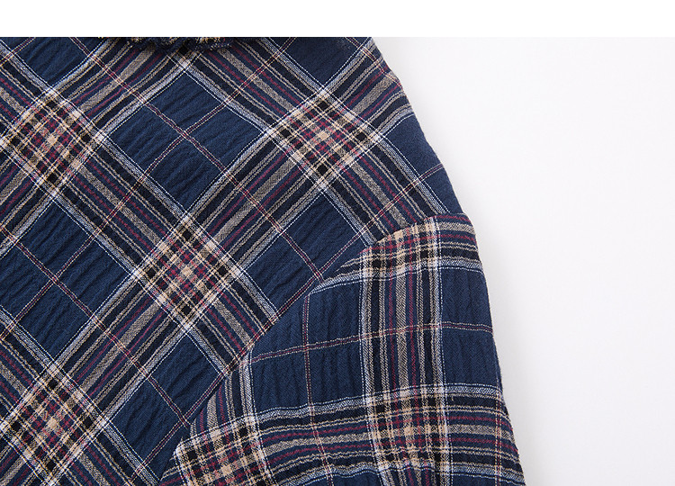 Demana Fresh Cloud Cotton Summer Ruffle Edge Plaid Patchwork Tie Short Sleeve Loose Slim Shirt for Women Premium Feel 13