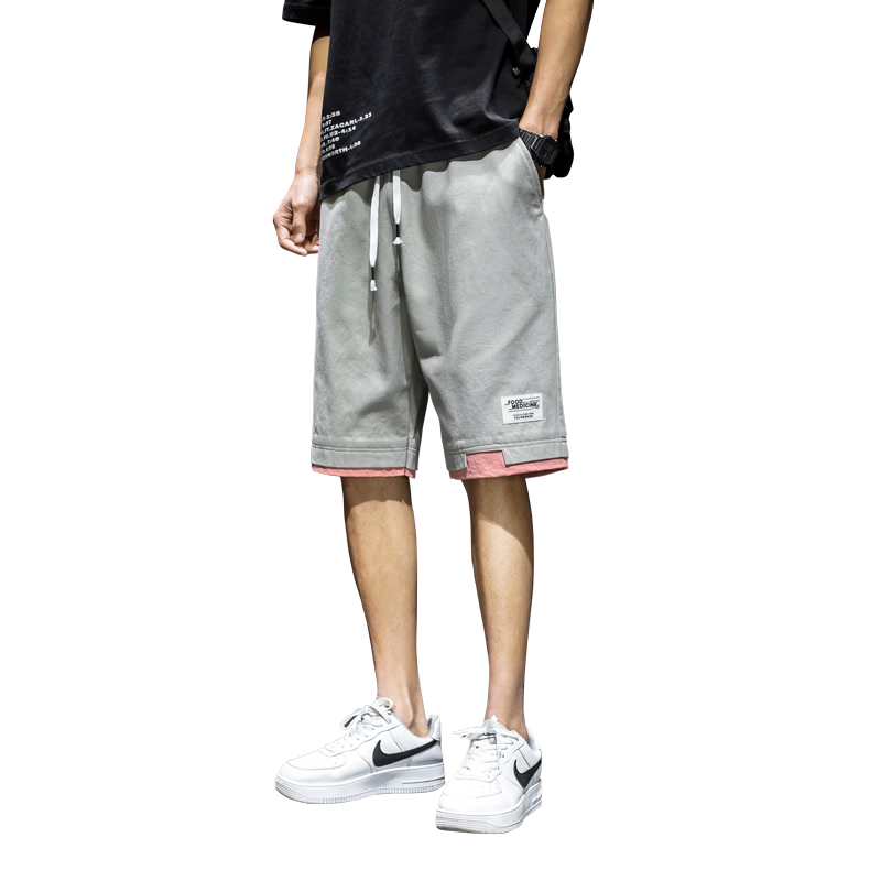 RED DRAGONFLY Men's Fashion Trendy Cotton Letter Embroidered Comfortable Breathable Wrinkle-Free Colorblock Casual Shorts