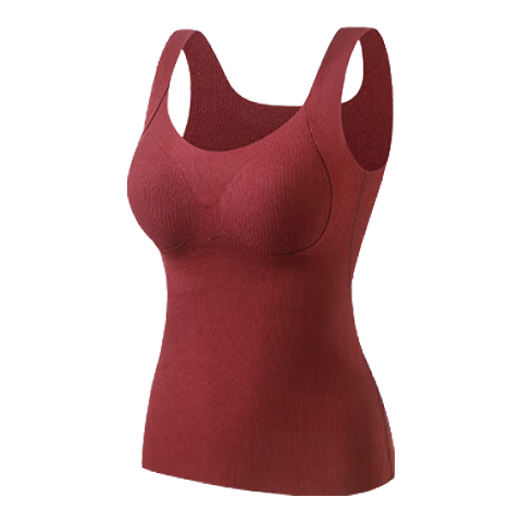 Urban Beauty Red Lucky Year Women's Thermal Underwear Wedding Festive Warm Vest with Chest Pad Autumn Shirt
