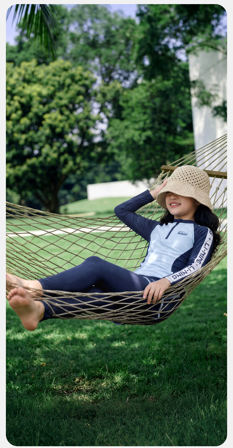 LI-NING Kids Girls Long Sleeve Long Pants Sunscreen Warm Split Professional Surfing Swimsuit Swimming Gear 1352 Blue 160 6