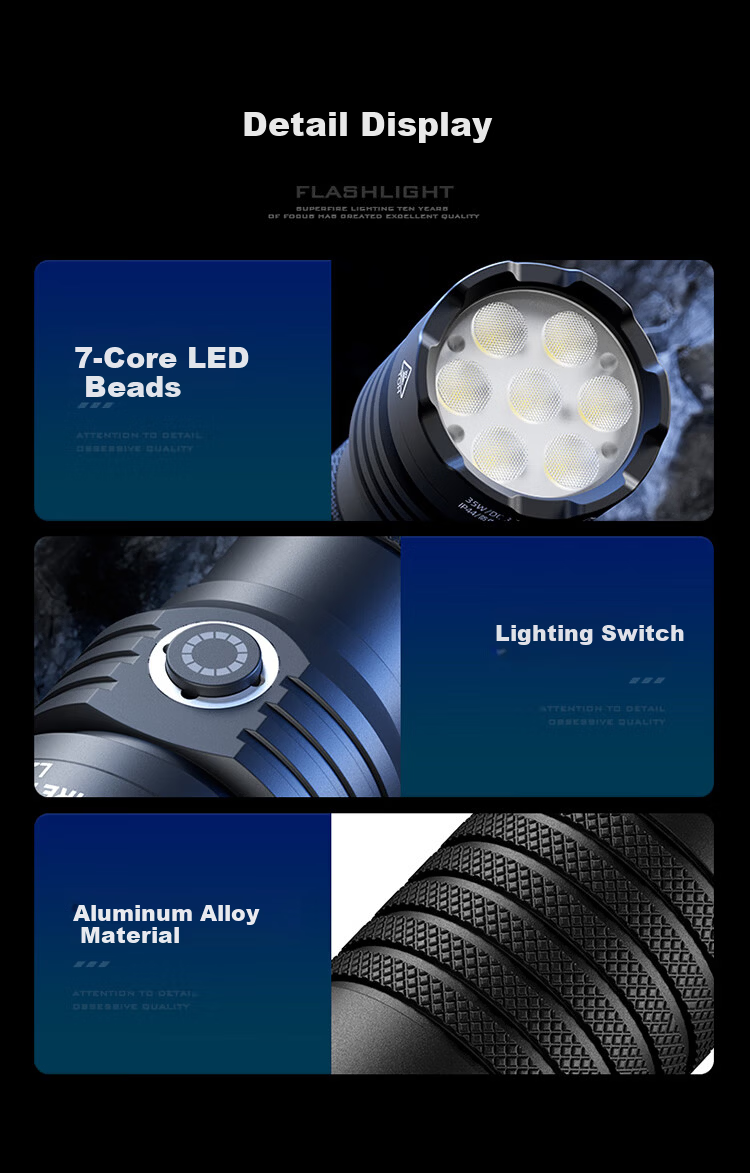 SupFire EX09 High-Intensity Flashlight, Rechargeable, Long-Range, Outdoor Mini LED, Home Emergency Light, 4000mAh 11