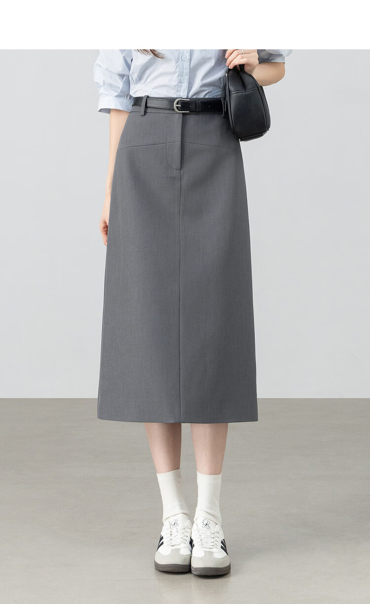 Shangdubila Intelligent Commuter Women's Spring Summer Curved Split Hem Slit Straight Suit Skirt High-End Mid-Length 7