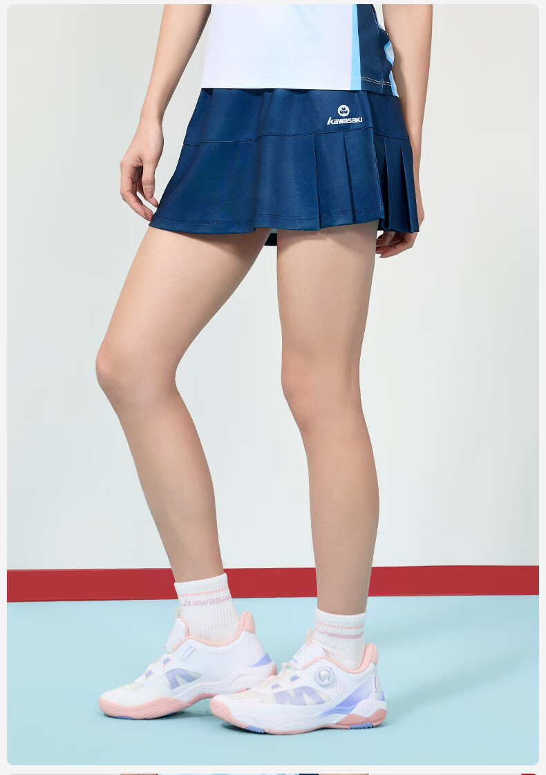 KAWASAKI Women's Badminton Knitted Skirt Casual Sports Anti-Exposure Half Skirt D2707 Purple XL 11