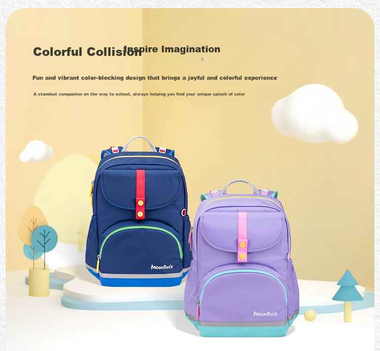 MoonRock Elementary School Backpack for Grades 1-3 Kids Unisex Ergonomic Lightweight Bag Light Purple 6