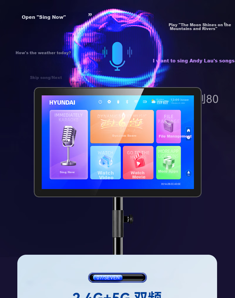 HYUNDAI Modern D16 New LeiShi Outdoor Home Karaoke Machine Family KTV Touch Screen All-in-One Karaoke Player Zhinan Dynamic Music Score Electronic Recorder Saxophone 10
