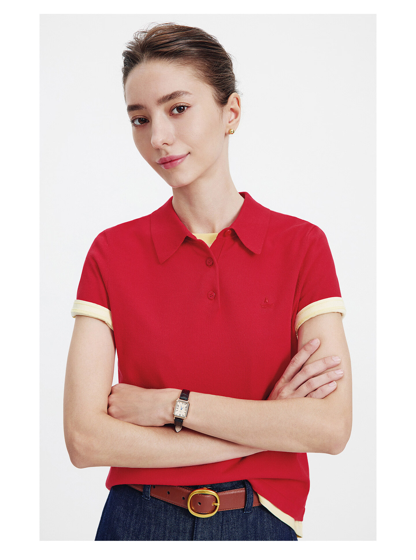 Navigare Slim Fit Small Sailboat Short Sleeve Polo Shirt 26 New Summer Solid Color High Elastic Knit 2325526520 XL 42