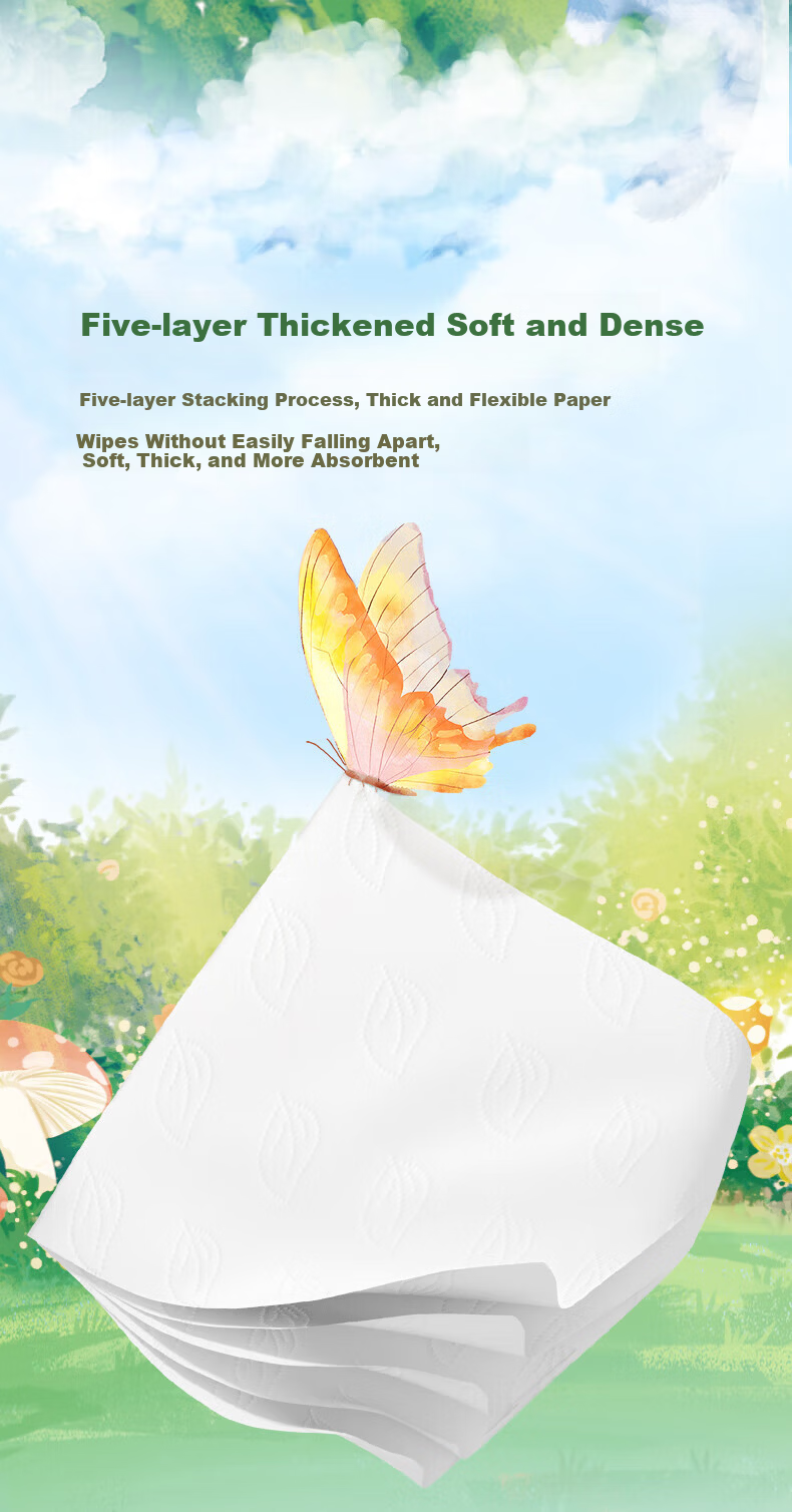 Lanpiao Coreless Toilet Paper 5-Ply 80g*30 Rolls Unscented White Flat Roll Tissue Paper 4.8 lbs Commercial Home Bathroom Use 3