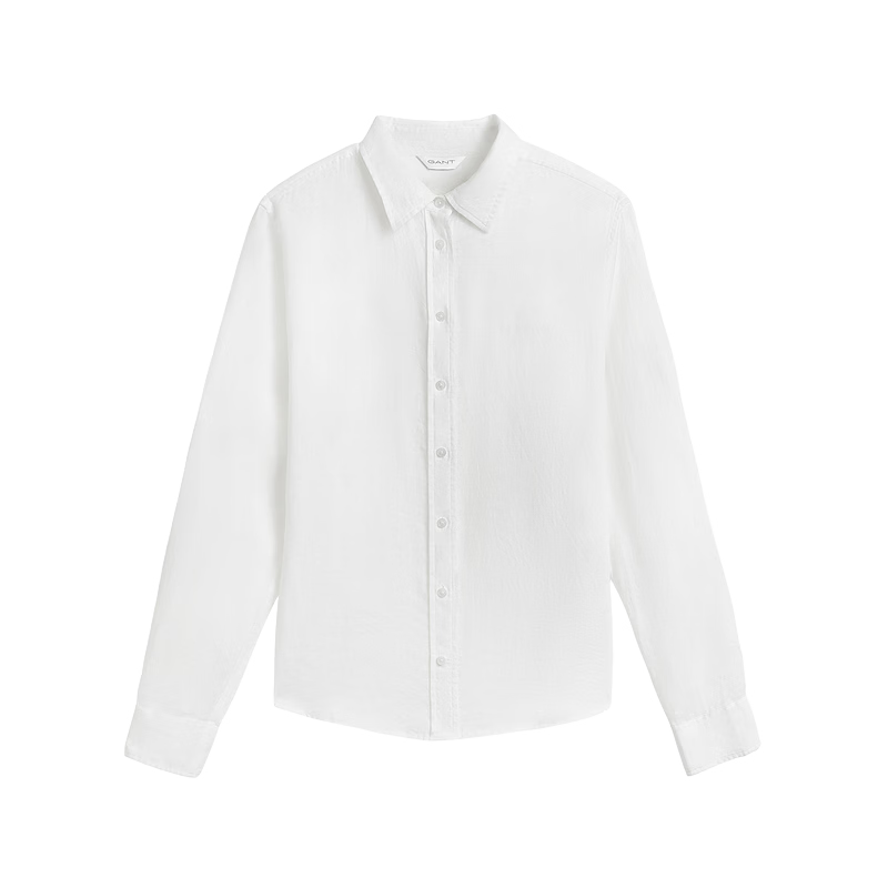 GANT Yuanye Shirt Spring Summer Women's Long Sleeve Vintage Pure Linen Shirt 115-White 2XL