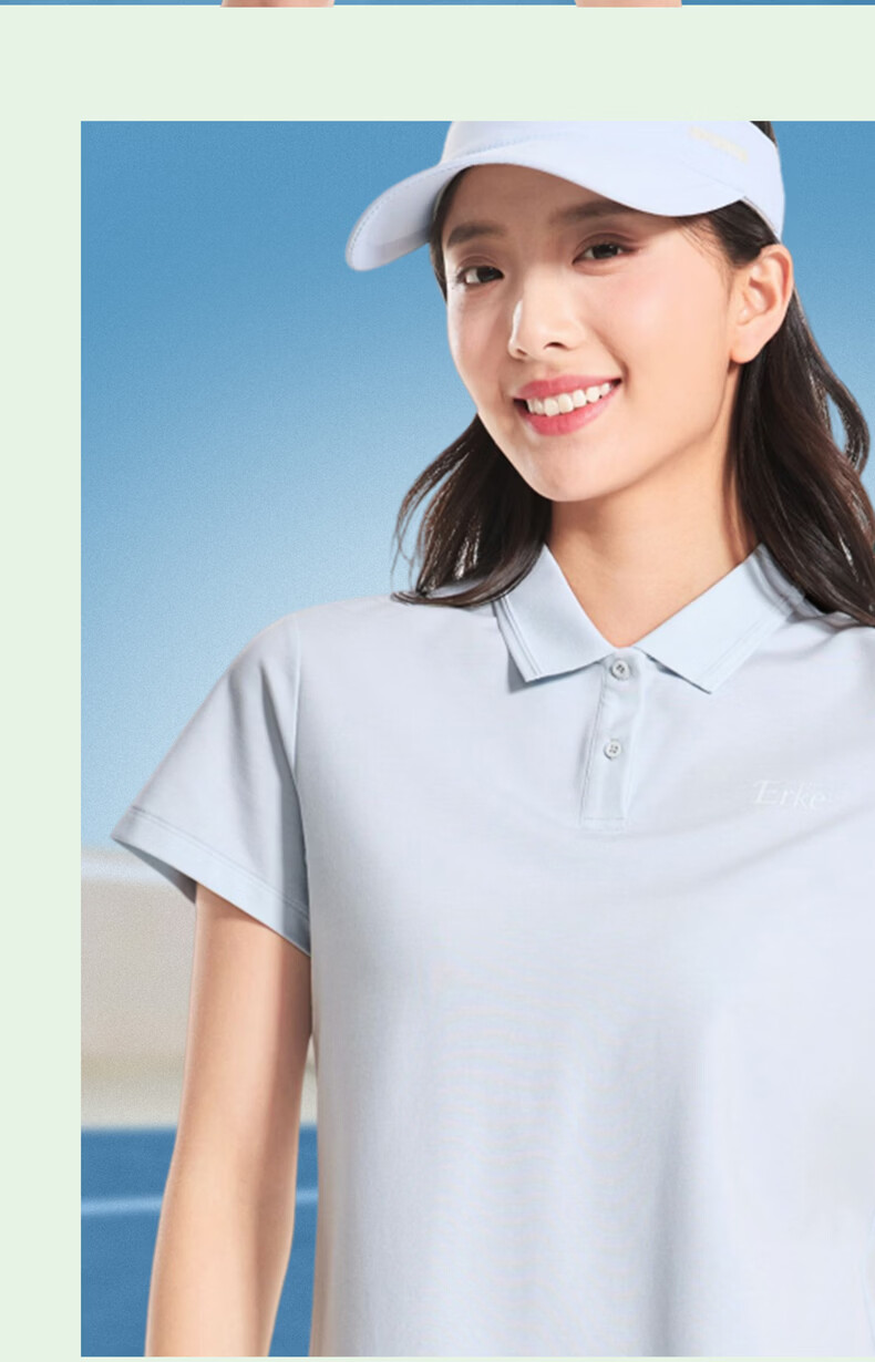 Erke Women's Summer New Ice Cool Polo Shirt Outdoor Sports Casual Breathable Fashion Top 4