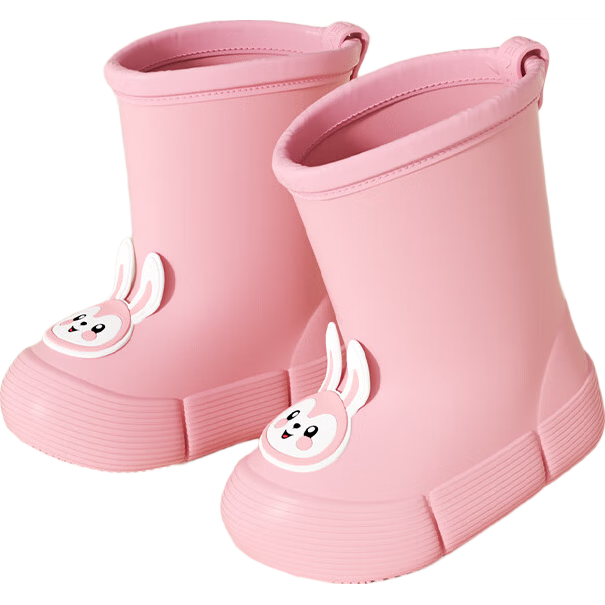 Moremerry Children's Rain Boots for Boys And Girls, Waterproof 3D Baby Elastic Cuff Non-Slip Wear-Resistant Cartoon Water Shoes, Elegant White, Size 20