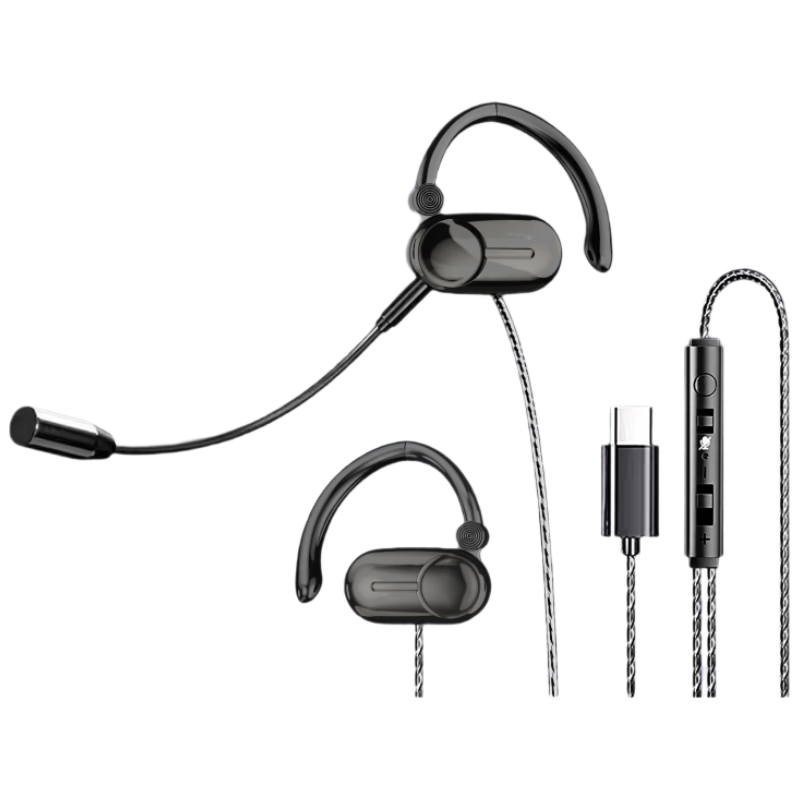 EZHK Call Center Headset Noise Cancelling Microphone USB Type-C 2-in-1 Laptop Desktop Customer Service Headphones