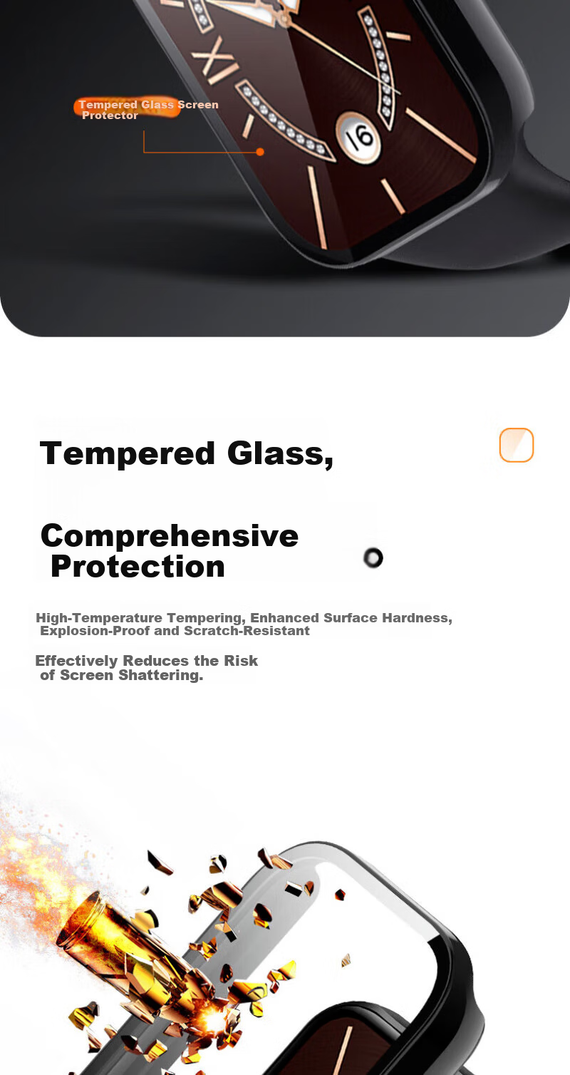 Watchbond Xiaomi Mi Band 9 Pro Protective Case PC Tempered Glass All-in-One Protective Cover Smart Sports Xiaomi Mi Band 9 Pro Scratch-Resistant Durable Transparent Tempered Film 2