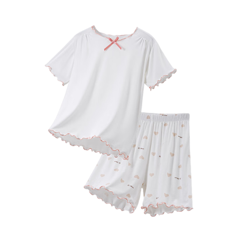 LangSha Summer Modal Girls' Pajamas, Girls' Air Conditioning Wear, Baby Home Wear, Lotus Leaf Set