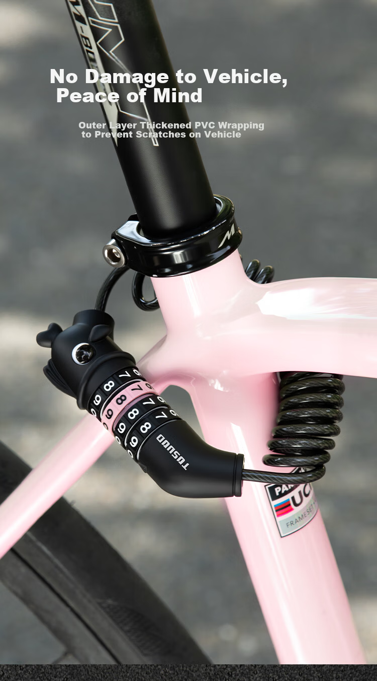Captain Tas Helmet Lock Bicycle Lock Road Bike Luggage Dedicated Portable Universal Helmet Lock Pink 6