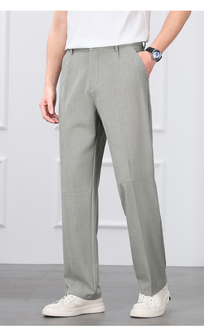 ROMON 10A Antibacterial Men's Dress Pants UPF50+ Sun Protection Wrinkle-Free Summer Cool and Easy-Care Professional Trousers XK919 22