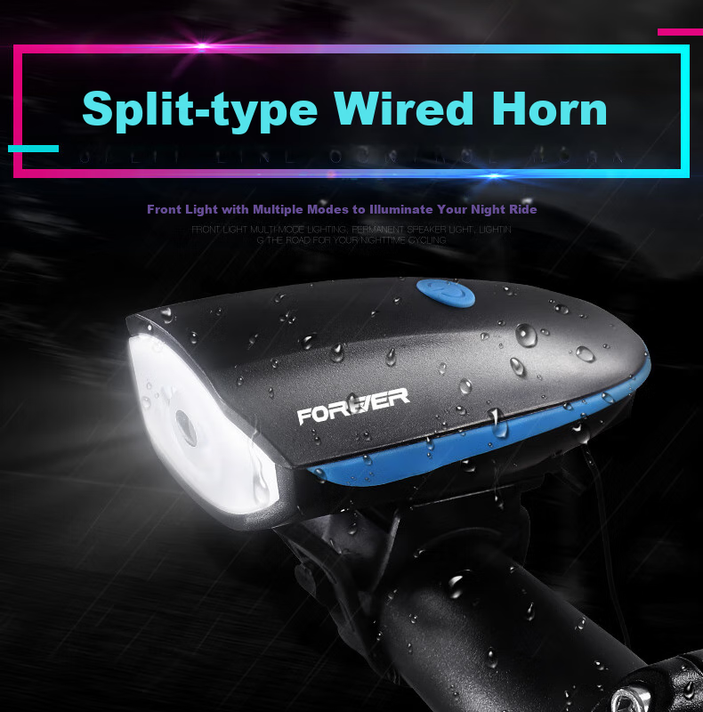 FOREVER Bicycle Horn Light, Mountain Bike Road Bike USB Rechargeable Front Light LED Light High Brightness Flashlight, Cycling Accessories with Multiple Light And Sound Modes 1