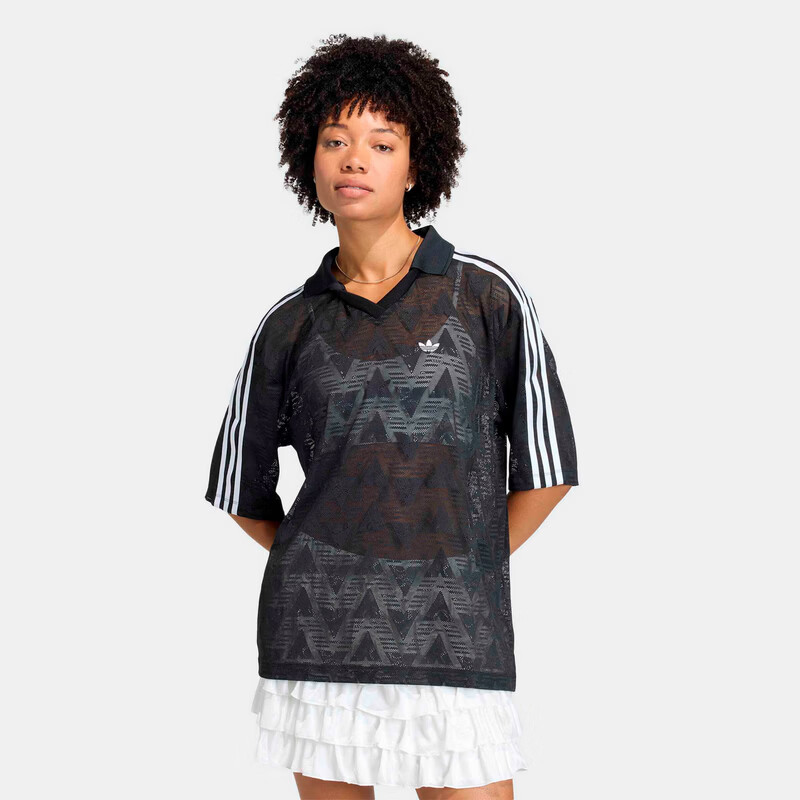Adidas Originals Women's LACE JSY Short Sleeve Top KD0344 Black M 2