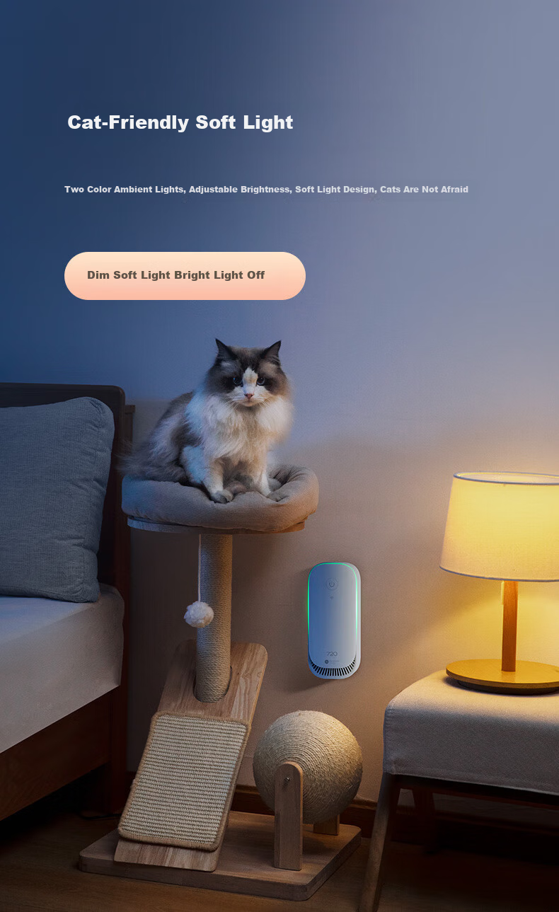 720 Pet Odor Removal Air Purifier for Cat and Dog Litter Odor, 99.9% Sterilization, Negative Ion Super Oxygen Deodorizer, Bathroom Freshener, Zero Consumables, Huawei Smart Link 17
