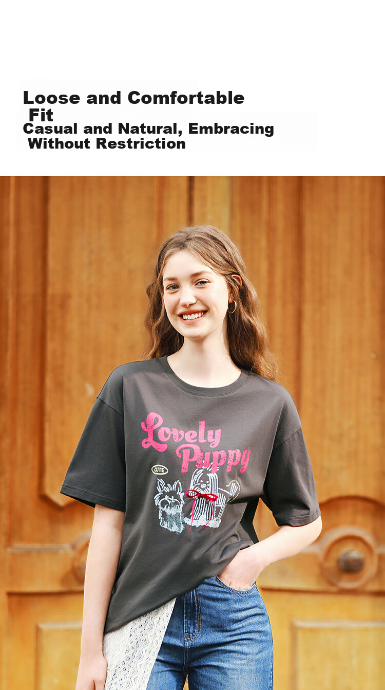 Semir Women's Short-Sleeve T-Shirt with Cute Pet Print, Moisture-Wicking Quick-Dry Pullover Top 109325100005 6