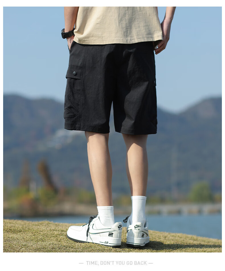 JEEP Men's Summer Workwear Cargo Shorts Loose Fit Casual Black M 9