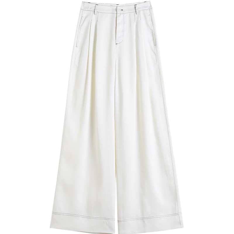 Demana [100 Lyocell] Summer 3D Pleated Color-Blocked Stitching Wide-Leg Slimming Casual Pants for Women Premium Feel