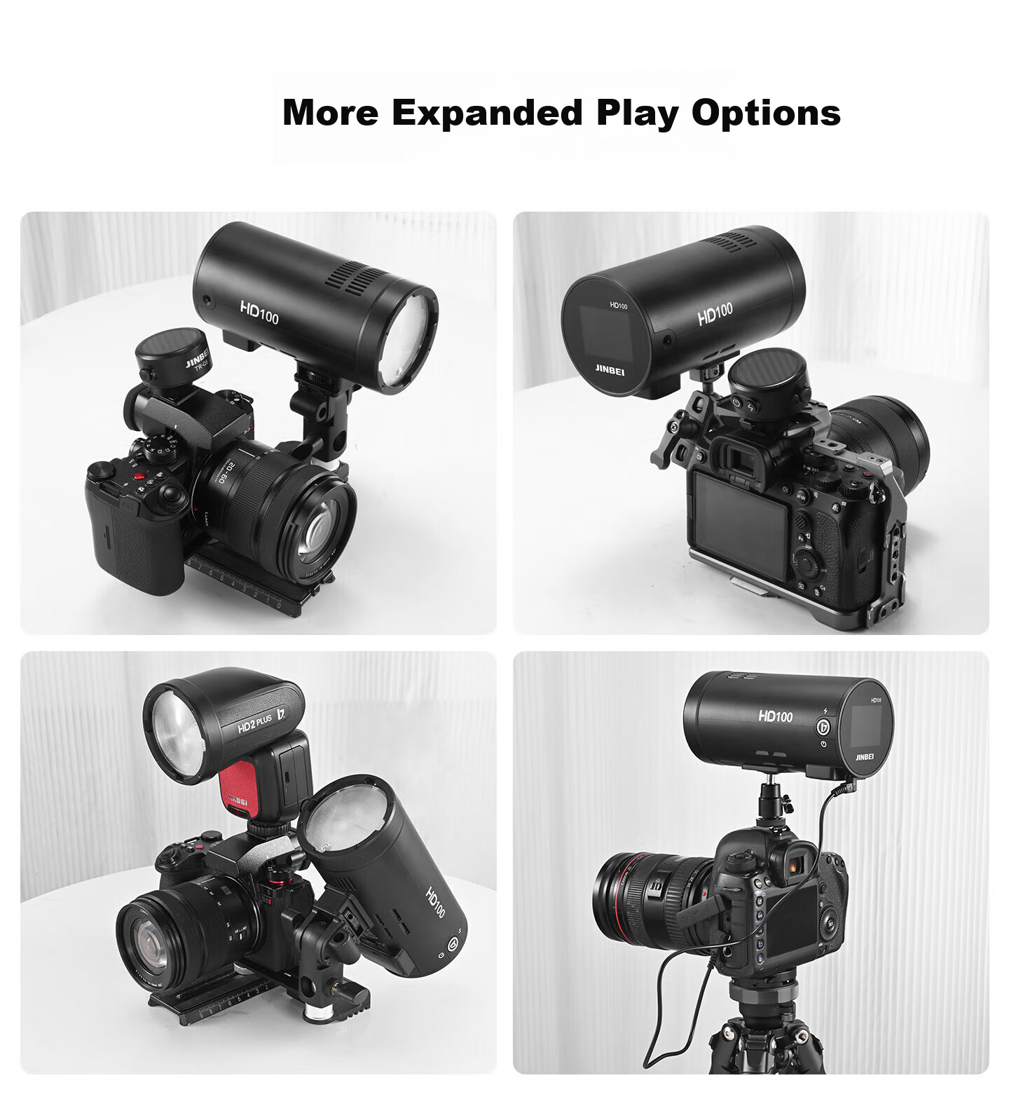 JINBEI HD100 Portable Off-Camera Flash LED Fill Light Lithium Battery TTL High-Speed Photography Camera Lighting Indoor Outdoor HD-100MAX Standard Kit 21